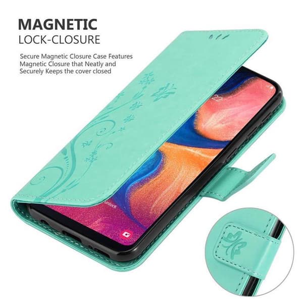 Samsung Galaxy A10e / A20e Skal Fodral i blomdesign Mobilskydd Case Cover med magnetisk stängning, ståfunktion och kortplatser