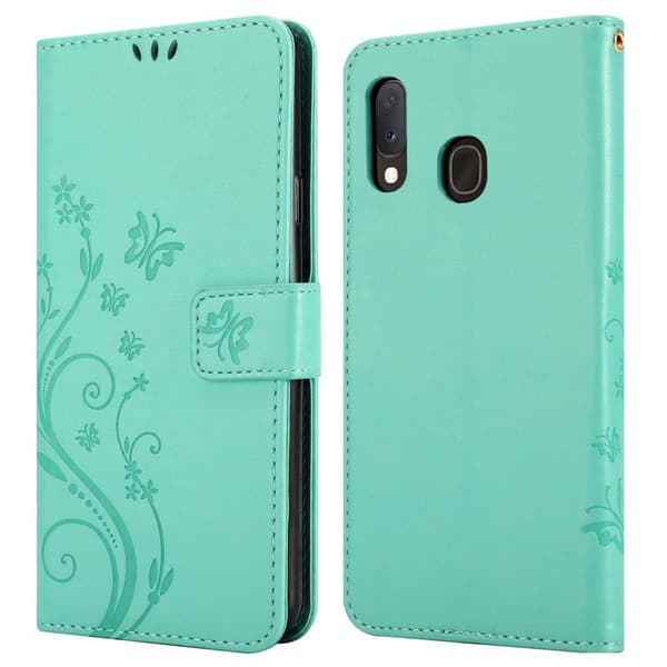 Samsung Galaxy A10e / A20e Skal Fodral i blomdesign Mobilskydd Case Cover med magnetisk stängning, ståfunktion och kortplatser