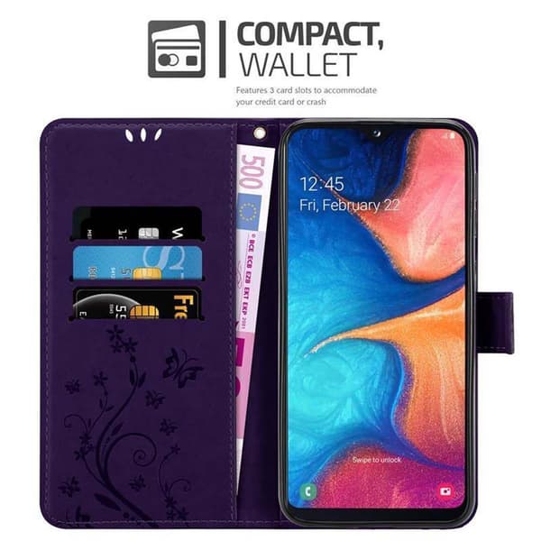 Deksel til Samsung Galaxy A10e / A20e Lommebokdeksel i blomster design med magnetisk lukking, stativfunksjon og kortplasser