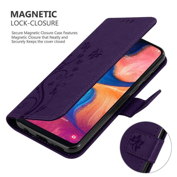 Deksel til Samsung Galaxy A10e / A20e Lommebokdeksel i blomster design med magnetisk lukking, stativfunksjon og kortplasser