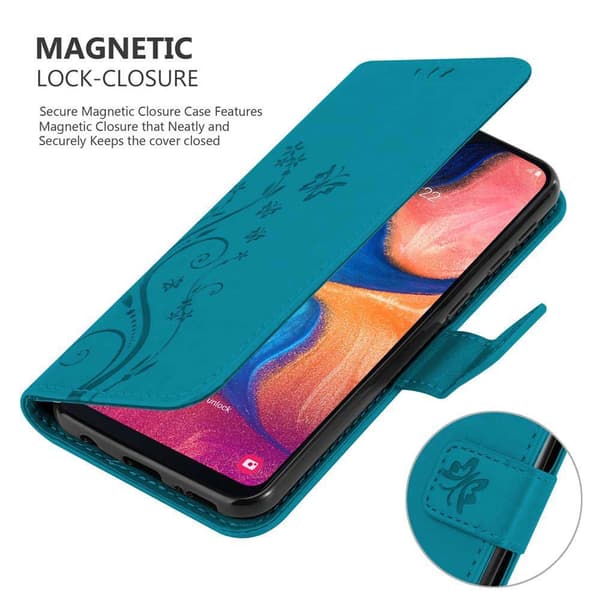 Deksel til Samsung Galaxy A10e / A20e Lommebokdeksel i blomster design med magnetisk lukking, stativfunksjon og kortplasser