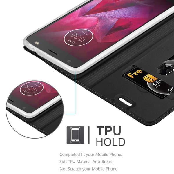 Motorola MOTO Z Suojakotelo Suojakuori Lompakkokotelo Matkapuhelinkotelo jossa magneettisuljenta, jalusta-toiminto ja korttitasku