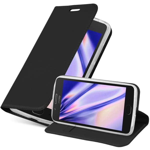 Motorola MOTO G5 Skal Fodral med magnetisk stängning, ståfunktion och kortficka Mobilskydd CLASSY SVART