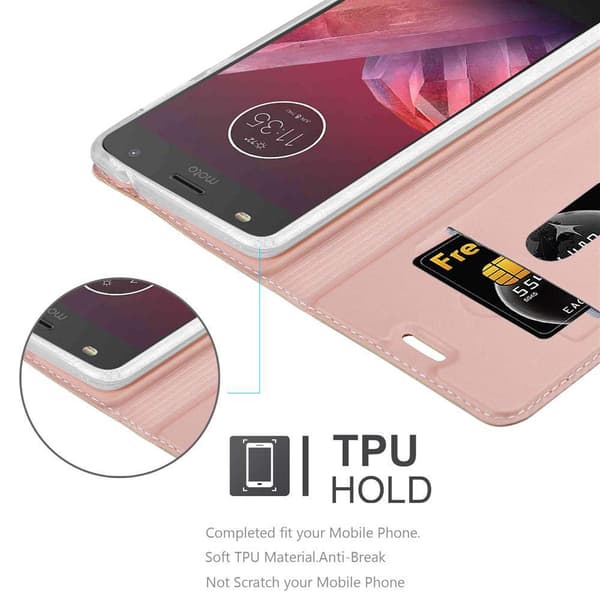 Motorola MOTO Z2 PLAY / Z2 FORCE Suojakotelo Suojakuori Lompakkokotelo Matkapuhelinkotelo jossa magneettisuljenta, jalusta-toiminto ja korttitasku