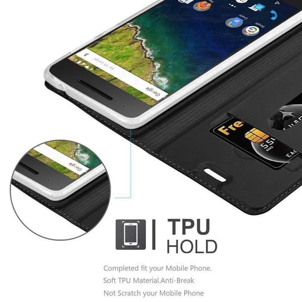 Huawei Google NEXUS 6P Skal Fodral med magnetisk stängning, ståfunktion och kortficka Mobilskydd