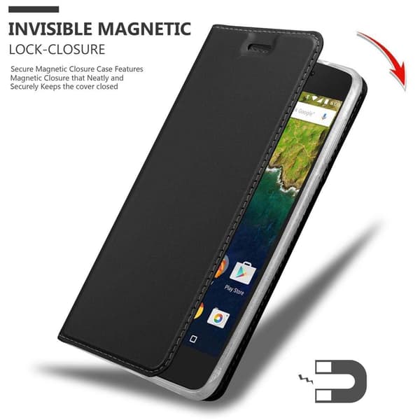 Huawei Google NEXUS 6P Skal Fodral med magnetisk stängning, ståfunktion och kortficka Mobilskydd
