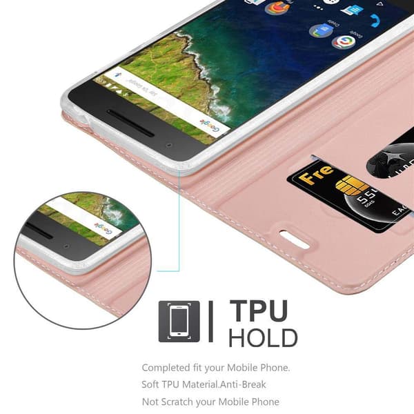 Huawei Google NEXUS 6P Skal Fodral med magnetisk stängning, ståfunktion och kortficka Mobilskydd