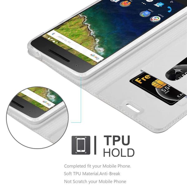 Huawei Google NEXUS 6P Skal Fodral med magnetisk stängning, ståfunktion och kortficka Mobilskydd
