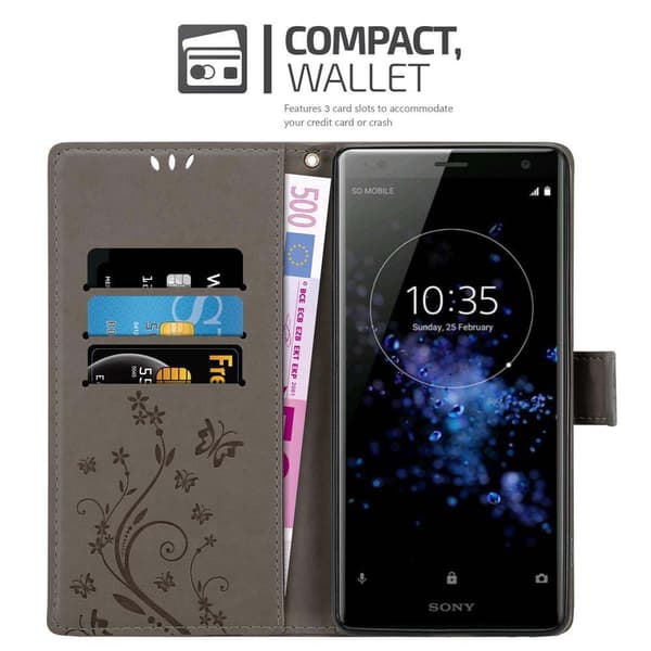 Sony Xperia XZ2 Skal Fodral i blomdesign Mobilskydd Case Cover med magnetisk stängning, ståfunktion och kortplatser