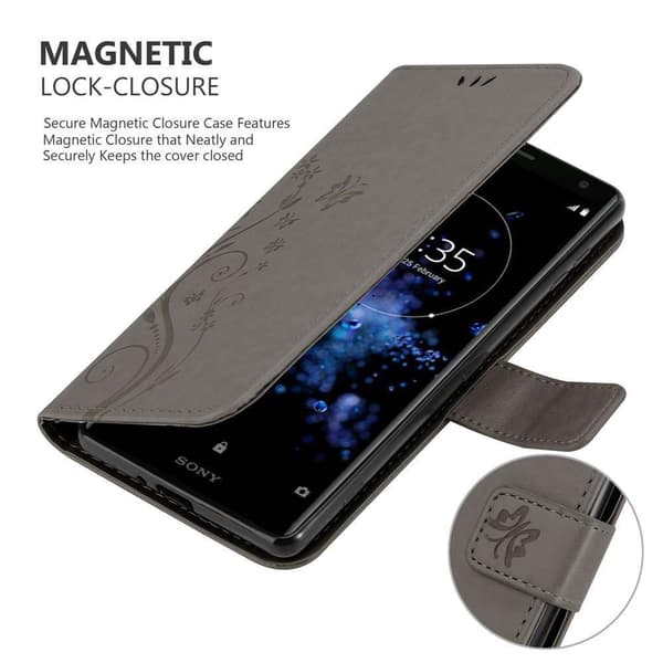Sony Xperia XZ2 Skal Fodral i blomdesign Mobilskydd Case Cover med magnetisk stängning, ståfunktion och kortplatser