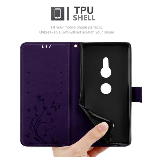 Sony Xperia XZ2 Skal Fodral i blomdesign Mobilskydd Case Cover med magnetisk stängning, ståfunktion och kortplatser