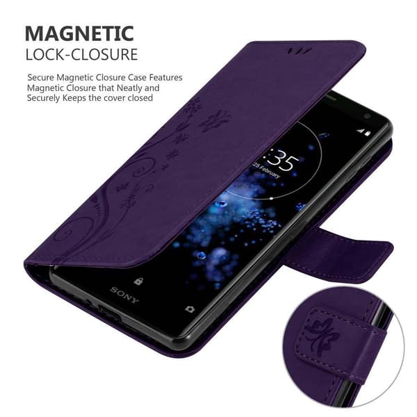 Deksel til Sony Xperia XZ2 Lommebokdeksel i blomster design med magnetisk lukking, stativfunksjon og kortplasser