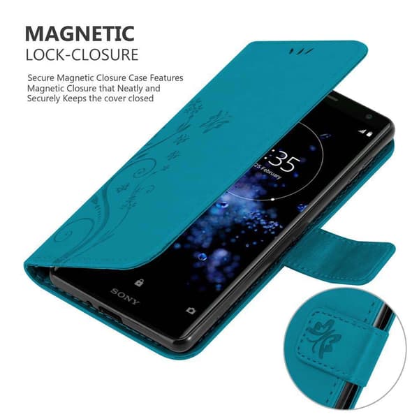 Sony Xperia XZ2 Skal Fodral i blomdesign Mobilskydd Case Cover med magnetisk stängning, ståfunktion och kortplatser