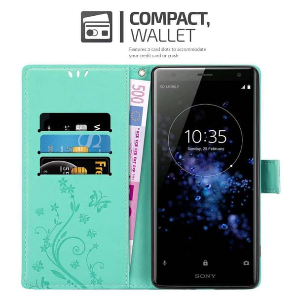 Sony Xperia XZ2 Suojakotelo Suojakuori Lompakkokotelo Matkapuhelinkotelo Kukat jossa on magneettisuljenta, jalusta-toiminto ja korttipaikat