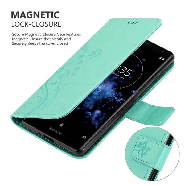 Sony Xperia XZ2 Suojakotelo Suojakuori Lompakkokotelo Matkapuhelinkotelo Kukat jossa on magneettisuljenta, jalusta-toiminto ja korttipaikat