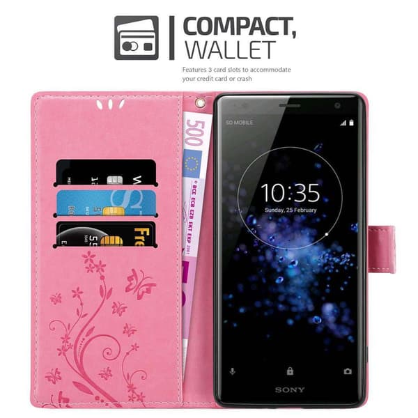 Sony Xperia XZ2 Suojakotelo Suojakuori Lompakkokotelo Matkapuhelinkotelo Kukat jossa on magneettisuljenta, jalusta-toiminto ja korttipaikat