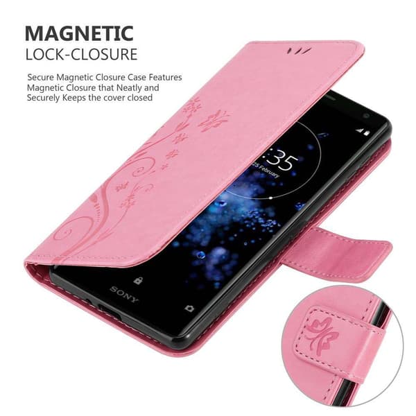 Sony Xperia XZ2 Suojakotelo Suojakuori Lompakkokotelo Matkapuhelinkotelo Kukat jossa on magneettisuljenta, jalusta-toiminto ja korttipaikat
