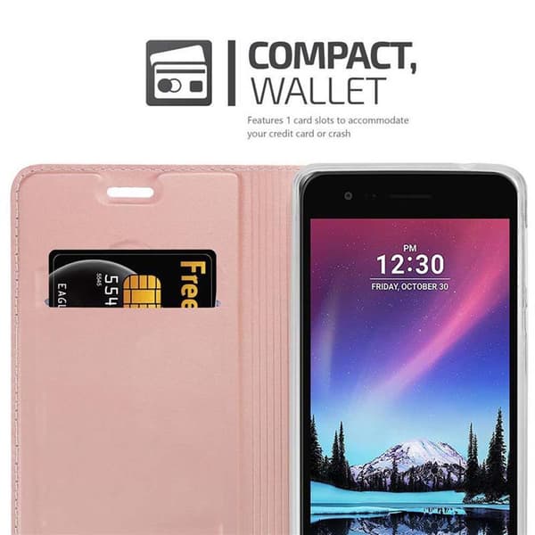 LG K4 2017 Suojakotelo Suojakuori Lompakkokotelo Matkapuhelinkotelo jossa magneettisuljenta, jalusta-toiminto ja korttitasku