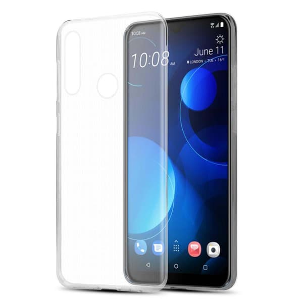HTC Desire 19 PLUS Suojakuori Suojakotelo valmistettu joustavasta TPU-silikonista TÄYSIN LÄPINÄKYVÄ