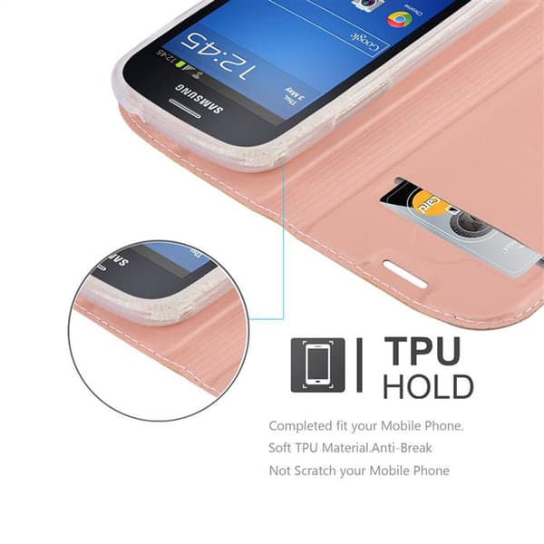 Deksel til Samsung Galaxy S3 MINI Lommebokdeksel med magnetisk lukking, stativfunksjon og kortlomme