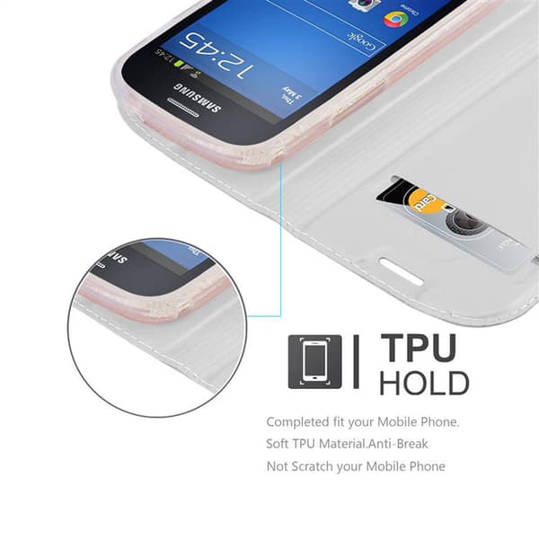 Deksel til Samsung Galaxy S3 MINI Lommebokdeksel med magnetisk lukking, stativfunksjon og kortlomme