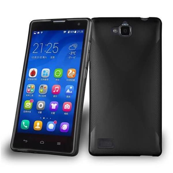 Deksel til Honor 3C Cover av fleksibelt TPU-silikon i X-Line-design OKSIDSORT