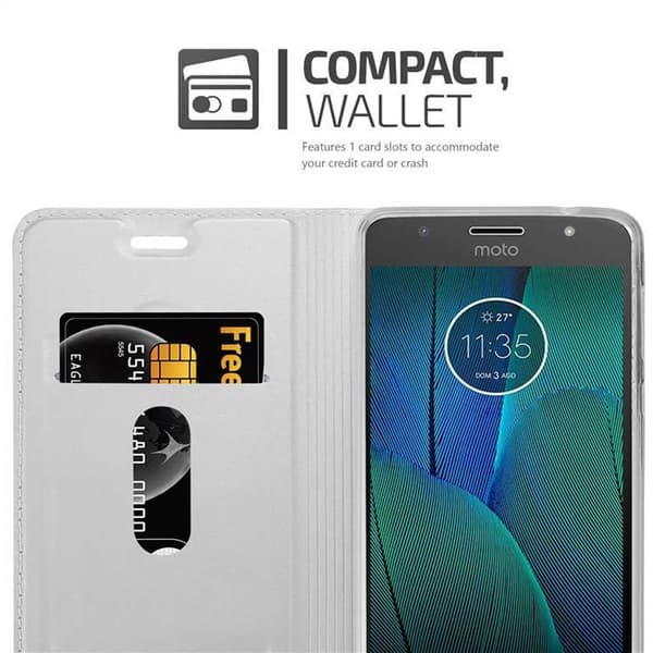 Motorola MOTO G5S Skal Fodral med magnetisk stängning, ståfunktion och kortficka Mobilskydd