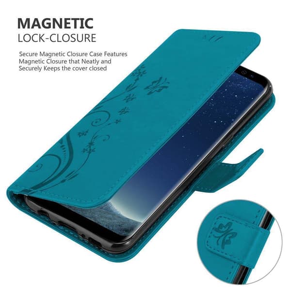 Samsung Galaxy S8 Skal Fodral i blomdesign Mobilskydd Case Cover med magnetisk stängning, ståfunktion och kortplatser