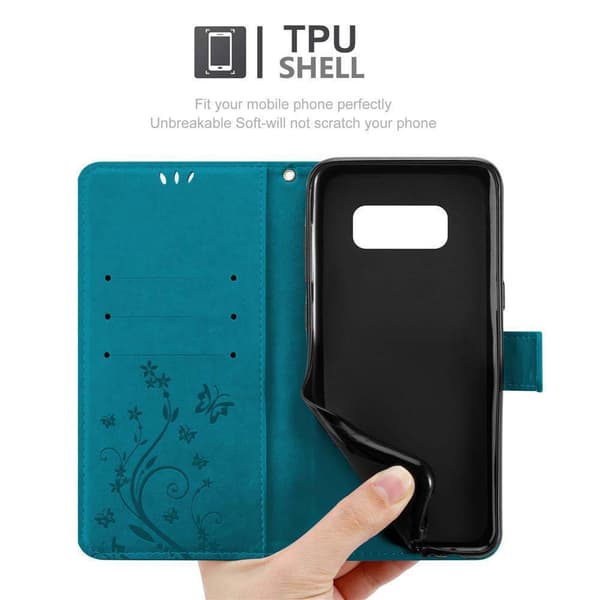 Samsung Galaxy S8 Skal Fodral i blomdesign Mobilskydd Case Cover med magnetisk stängning, ståfunktion och kortplatser