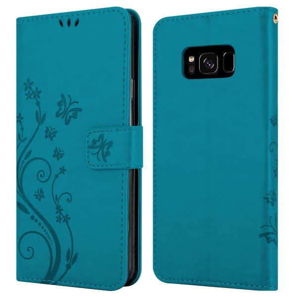 Deksel til Samsung Galaxy S8 Lommebokdeksel i blomster design med magnetisk lukking, stativfunksjon og kortplasser
