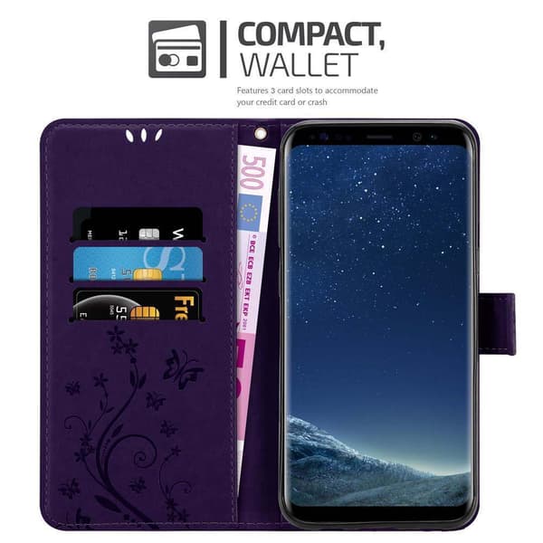 Samsung Galaxy S8 Skal Fodral i blomdesign Mobilskydd Case Cover med magnetisk stängning, ståfunktion och kortplatser