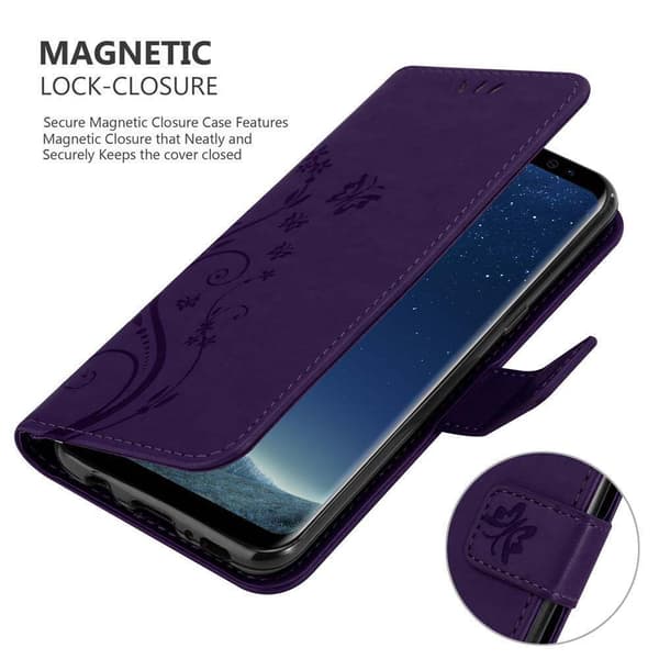 Samsung Galaxy S8 Skal Fodral i blomdesign Mobilskydd Case Cover med magnetisk stängning, ståfunktion och kortplatser