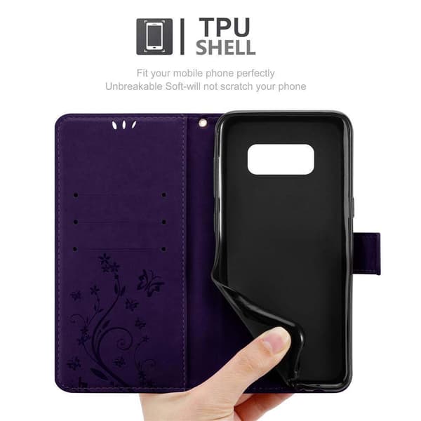 Samsung Galaxy S8 Skal Fodral i blomdesign Mobilskydd Case Cover med magnetisk stängning, ståfunktion och kortplatser