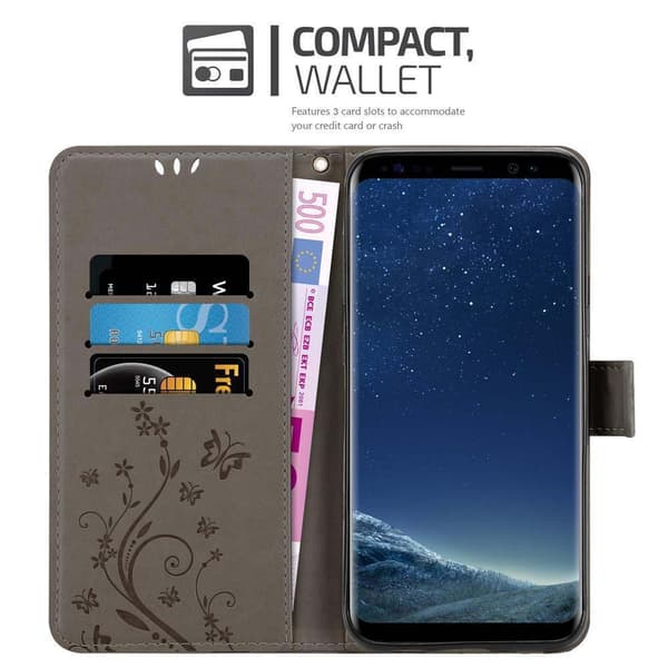 Deksel til Samsung Galaxy S8 Lommebokdeksel i blomster design med magnetisk lukking, stativfunksjon og kortplasser