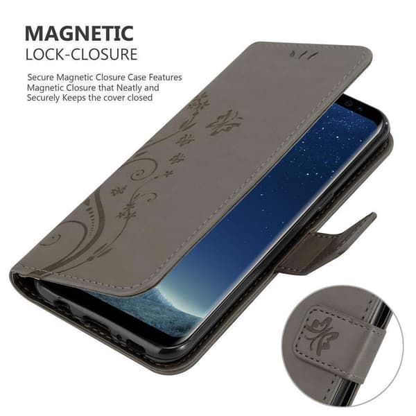 Deksel til Samsung Galaxy S8 Lommebokdeksel i blomster design med magnetisk lukking, stativfunksjon og kortplasser