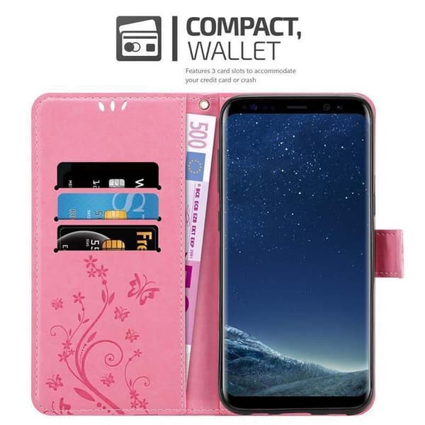 Deksel til Samsung Galaxy S8 Lommebokdeksel i blomster design med magnetisk lukking, stativfunksjon og kortplasser