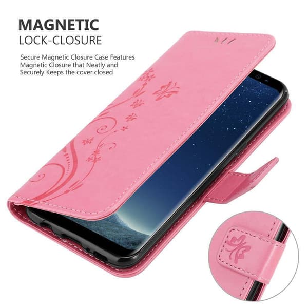 Deksel til Samsung Galaxy S8 Lommebokdeksel i blomster design med magnetisk lukking, stativfunksjon og kortplasser