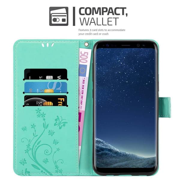 Deksel til Samsung Galaxy S8 Lommebokdeksel i blomster design med magnetisk lukking, stativfunksjon og kortplasser