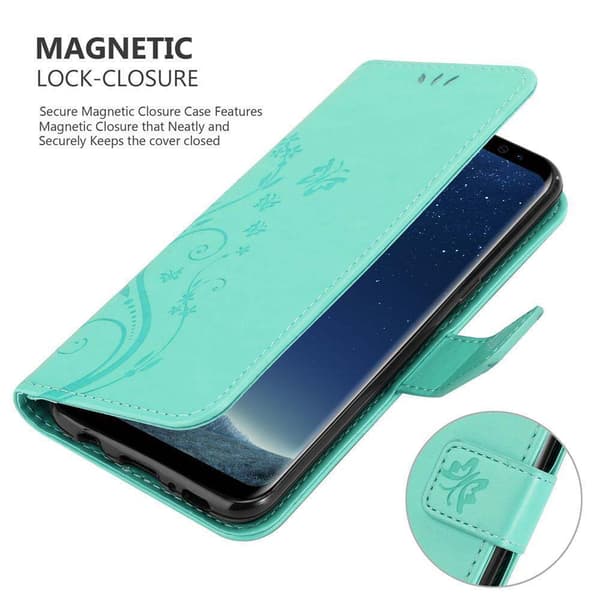 Deksel til Samsung Galaxy S8 Lommebokdeksel i blomster design med magnetisk lukking, stativfunksjon og kortplasser