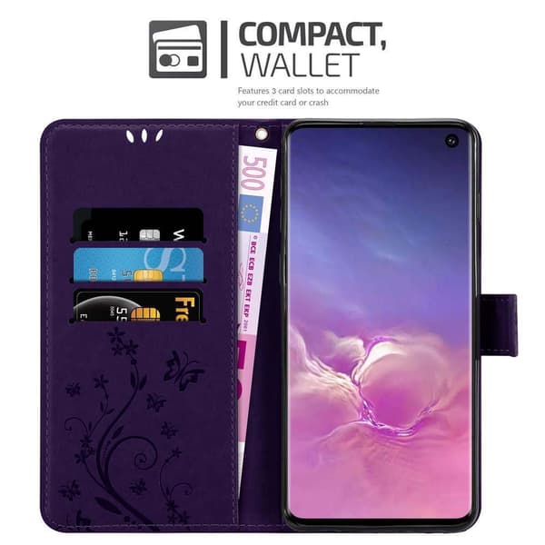 Deksel til Samsung Galaxy S10 5G Lommebokdeksel i blomster design med magnetisk lukking, stativfunksjon og kortplasser