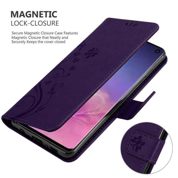 Deksel til Samsung Galaxy S10 5G Lommebokdeksel i blomster design med magnetisk lukking, stativfunksjon og kortplasser