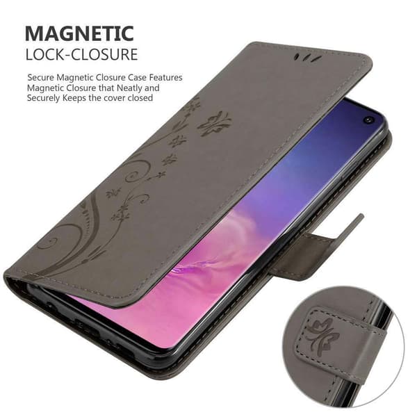 Samsung Galaxy S10 4G Skal Fodral i blomdesign Mobilskydd Case Cover med magnetisk stängning, ståfunktion och kortplatser