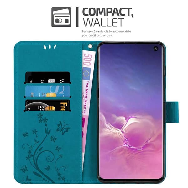 Samsung Galaxy S10 4G Skal Fodral i blomdesign Mobilskydd Case Cover med magnetisk stängning, ståfunktion och kortplatser