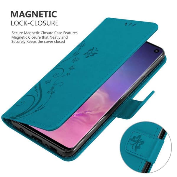Samsung Galaxy S10 4G Skal Fodral i blomdesign Mobilskydd Case Cover med magnetisk stängning, ståfunktion och kortplatser