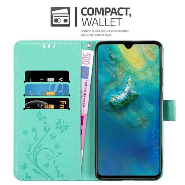 Deksel til Huawei MATE 20 Lommebokdeksel i blomster design med magnetisk lukking, stativfunksjon og kortplasser