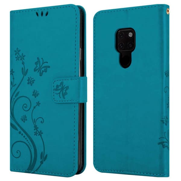 Huawei MATE 20 Skal Fodral i blomdesign Mobilskydd Case Cover med magnetisk stängning, ståfunktion och kortplatser