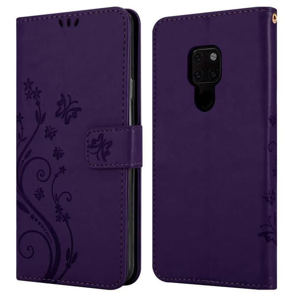 Huawei MATE 20 Skal Fodral i blomdesign Mobilskydd Case Cover med magnetisk stängning, ståfunktion och kortplatser