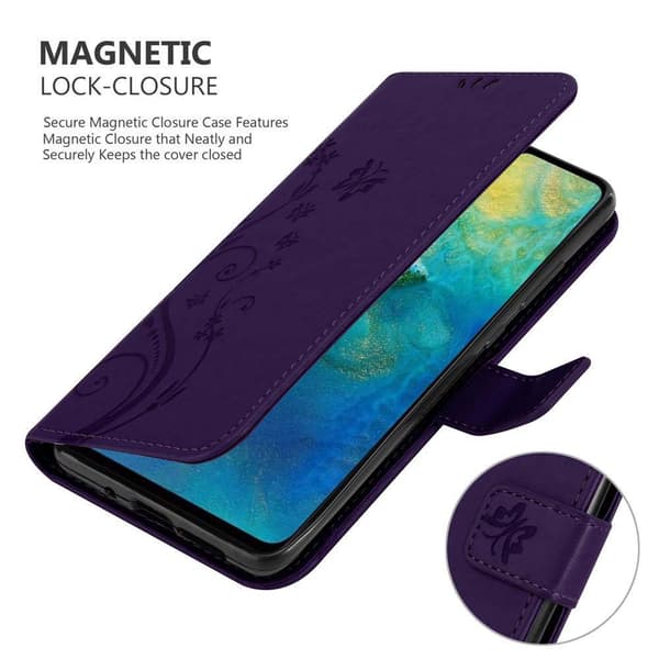 Deksel til Huawei MATE 20 Lommebokdeksel i blomster design med magnetisk lukking, stativfunksjon og kortplasser