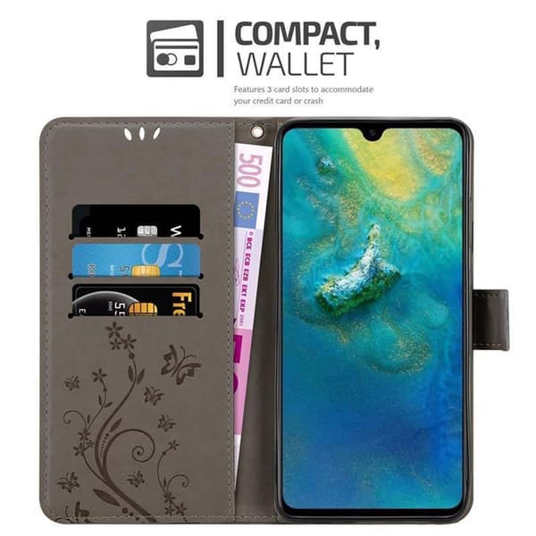 Deksel til Huawei MATE 20 Lommebokdeksel i blomster design med magnetisk lukking, stativfunksjon og kortplasser