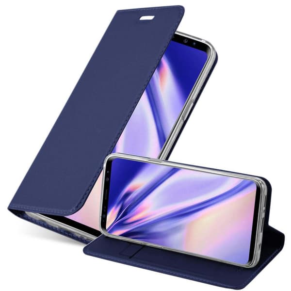 Samsung Galaxy S9 Skal Fodral med magnetisk stängning, ståfunktion och kortficka Mobilskydd CLASSY MÖRK BLÅ